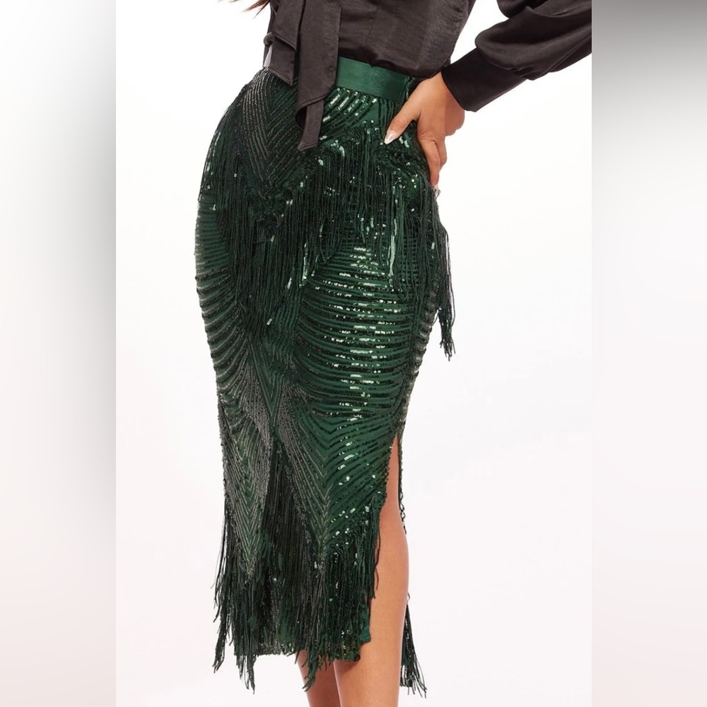 Eva Franco Slim Sequin Maxi Skirt
